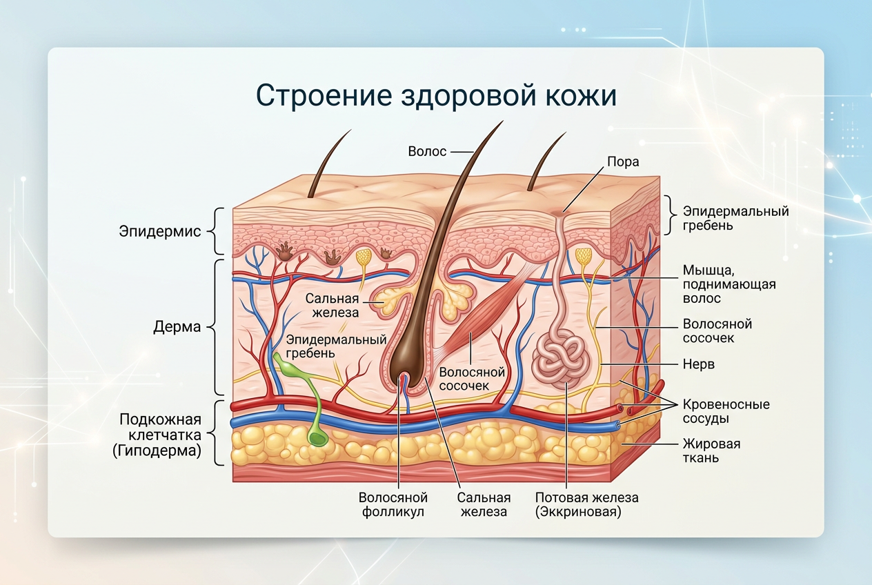 строение здоровой кожи